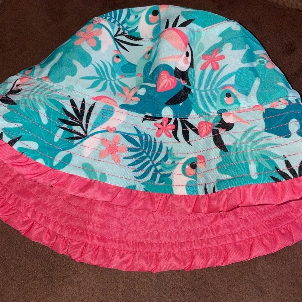 UV Skinz Girl’s 3T Pink Reversible Tropical Toucan Sun Shade Bucket Hat